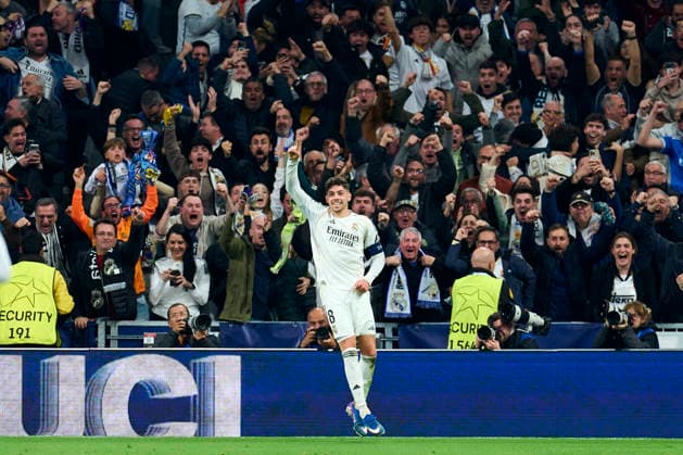 Federico Valverde of Real Madrid CF celebrates his goal during the UEFA Champions League match between Real Madrid CF and Manchester City at Bernabeu Stadium on March 11, 2026. - 11 03 2026 - Spain Madrid Madrid -  LGMx xLexPictorium LePictorium_0329581