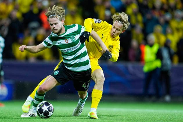 Football, Champions League 2025 2026 Bodo Glimt Sporting Lisbon Bodo, Norway 20260311 Sportings Morten Hjulmand and Bodo Glimts Sondre Auklend during the Champions League football match between Bodo Glimt and Sporting Lisbon at Aspmyra Stadium Photo Fredrik Varfjell NTB Bodo Norway EDITORIAL USE ONLY RESTRICTED USE FOR BETTING COMPANIES  Copyright: xFredrikxVarfjellx xNTBx