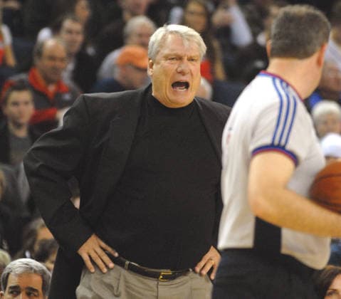 Golden State Warriors Head Coach Don Nelson barks at the referee in the 1st quarter of their game against the New York Knicks at Oracle Arena in Oakland Calif., Sunday, January 27, 2008. (Bob Larson Contra Costa Times ZUMA Press) Oakland CA USA Copyright: xBOBxLARSONx