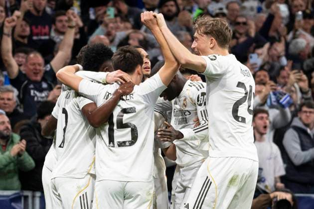 UEFA Champions League soccer match Real Madrid vs Manchester City at Santiago Bernabeu stadium in Madrid, Spain. 11 March 2026 Valverde celebrates a goal 900 Cordon Press  900 CordonxPress LOF - Champions League Real Madrid vs Manchester City