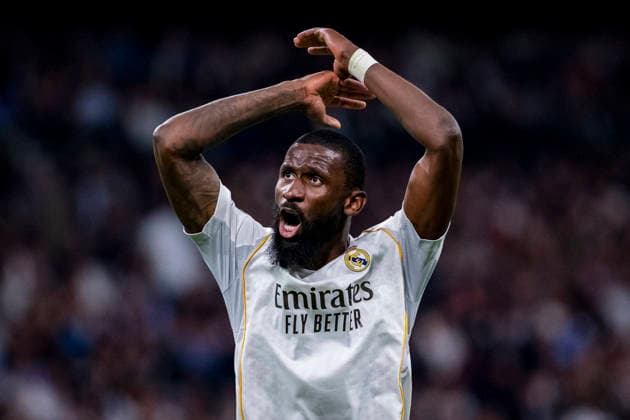 Real Madrid CF v Manchester City FC - UEFA Champions League 2025 26 Round of 16 First Leg Antonio Rudiger of Real Madrid celebrates after winning the UEFA Champions League 2025 26 Round of 16 First Leg match between Real Madrid CF and Manchester City FC at Estadio Santiago Bernabeu on March 11, 2026 in Madrid, Spain. Madrid Estadio Santiago Bernabeu Madrid Spain Copyright: xAlbertoxGardinx AGardin_20260311_Foot_Champ_Atl_Mad_Man_City__1499