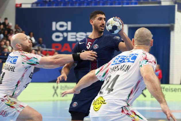 HANDBALL : Paris Saint Germain Vs SC Magdeburg - Ligue des Champions - 11 03 2026 Yahia Omar (Paris Saint Germain) Vs Oscar Bergendahl (SC Magdeburg) - Christian O Sullivan (SC Magdeburg) ParisFrance  Copyright: xMichaelxBaucherx