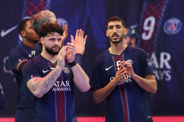 HANDBALL : Paris Saint Germain Vs SC Magdeburg - Ligue des Champions - 11 03 2026 Joie Paris Saint Germain - Elohim Prandi (Paris Saint Germain) - Yahia Omar (Paris Saint Germain) ParisFrance  Copyright: xMichaelxBaucherx