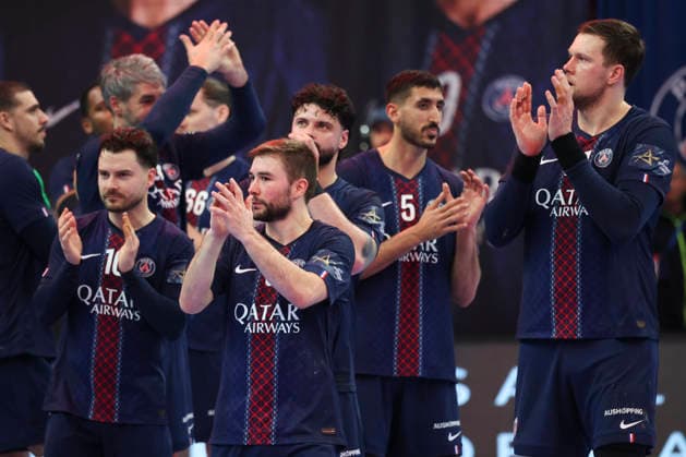 HANDBALL : Paris Saint Germain Vs SC Magdeburg - Ligue des Champions - 11 03 2026 Joie Paris Saint Germain - Sebastian Karlsson (Paris Saint Germain) - Luc Steins (Paris Saint Germain) - Elohim Prandi (Paris Saint Germain) - Yahia Omar (Paris Saint Germain) - Kamil Syprzak (Paris Saint Germain) ParisFrance  Copyright: xMichaelxBaucherx