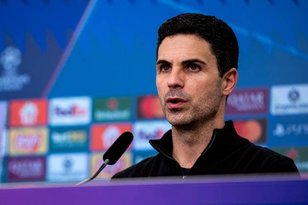 LEVERKUSEN, GERMANY - MARCH 11: Arsenal head coach Mikel Arteta looks on after the UEFA Champions League 2025 26 Round of 16 First Leg match between Bayer 04 Leverkusen and Arsenal FC at BayArena on March 11, 2026 in Leverkusen, Germany.  Copyright: xRenexNijhuis MBxMediax