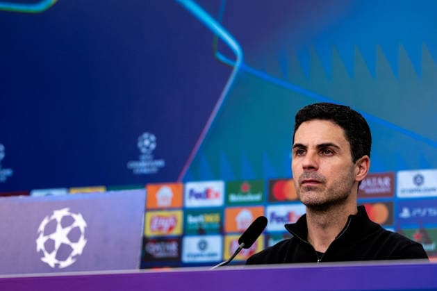 LEVERKUSEN, GERMANY - MARCH 11: Arsenal head coach Mikel Arteta looks on after the UEFA Champions League 2025 26 Round of 16 First Leg match between Bayer 04 Leverkusen and Arsenal FC at BayArena on March 11, 2026 in Leverkusen, Germany.  Copyright: xRenexNijhuis MBxMediax
