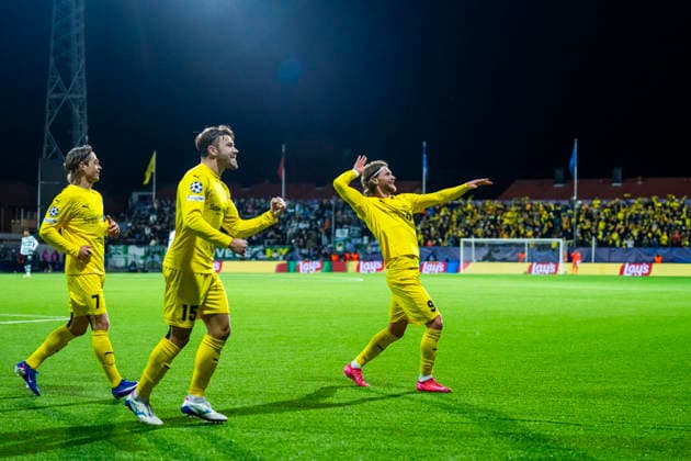 Football, Champions League 2025 2026 Bodo Glimt Sporting Bodo, Norway 20260311 Bodo Glimts Kasper Hogh celebrates after the 3 0 goal during the Champions League football match between Bodo Glimt and Sporting at Aspmyra Stadium Photo Fredrik Varfjell NTB Bodo Norway EDITORIAL USE ONLY RESTRICTED USE FOR BETTING COMPANIES  Copyright: xFredrikxVarfjellx xNTBx
