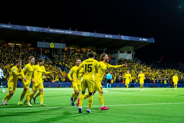 Football, Champions League 2025 2026 Bodo Glimt Sporting Bodo, Norway 20260311 Bodo Glimts Kasper Hogh celebrates after the 3 0 goal during the Champions League football match between Bodo Glimt and Sporting at Aspmyra Stadium Photo Fredrik Varfjell NTB Bodo Norway EDITORIAL USE ONLY RESTRICTED USE FOR BETTING COMPANIES  Copyright: xFredrikxVarfjellx xNTBx