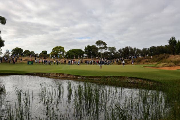 GOLF AUSTRALIAN OPEN WOMEN, Minjee Lee of Australia, Hannah Green of Australia and Shannon Tan of Singapore on the 17th green during the 2026 Women s Australian Open at Kooyonga Golf Club in Adelaide, Thursday, March 12, 2026. ( NO ARCHIVING, EDITORIAL USE ONLY ADELAIDE SA AUSTRALIA  Copyright: xMATTxTURNERx 20260312113105199200