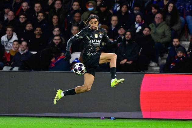 FOOTBALL : PSG vs Chelsea - Ligue des Champions - 11 03 2026 Bradley Barcola of Paris Saint Germain during the UEFA Champions League match between Paris Saint Germain and Chelsea FC at Parc Des Princes on March 11 , 2026 in Paris, France. ( Photo by Federico Pestellini PsnewZ ) ParisFrance  Copyright: xFedericoxPestellinix