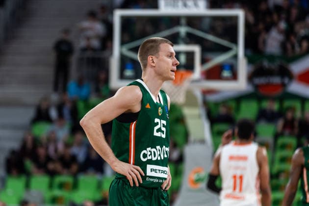GER, BKT EuroCup, 2025 2026 season, round of 16, Cedevita Olimpija Ljubljana Niners Chemnitz 11 03 2026, Arena Stozice, Ljubljana, GER, BKT EuroCup, 2025 2026 season, round of 16, Cedevita Olimpija Ljubljana Niners Chemnitz Ognjen Jaramaz Cedevita Olimpija Ljubljana 25 Photo Alexander Trienitz Ljubljana Arena Stozice Slovenia