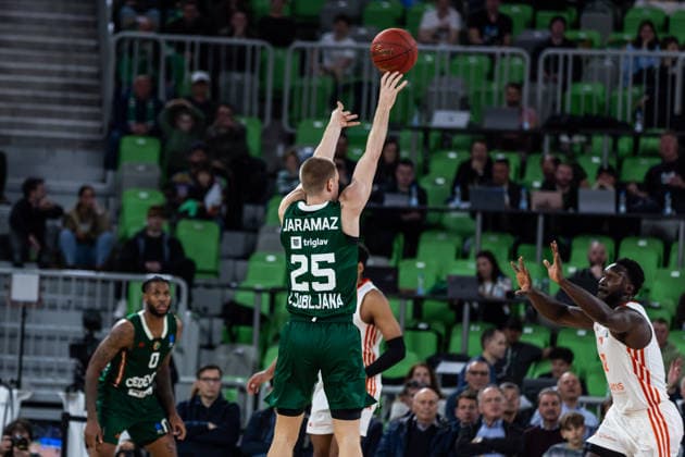 GER, BKT EuroCup, 2025 2026 season, round of 16, Cedevita Olimpija Ljubljana Niners Chemnitz 11 03 2026, Arena Stozice, Ljubljana, GER, BKT EuroCup, 2025 2026 season, round of 16, Cedevita Olimpija Ljubljana Niners Chemnitz Ognjen Jaramaz Cedevita Olimpija Ljubljana 25 Photo Alexander Trienitz Ljubljana Arena Stozice Slovenia