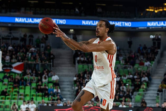 GER, BKT EuroCup, Season 2025 2026, Round of 16, Cedevita Olimpija Ljubljana Niners Chemnitz 11 03 2026, Arena Stozice, Ljubljana, GER, BKT EuroCup, Season 2025 2026, Round of 16, Cedevita Olimpija Ljubljana Niners Chemnitz Kevin Yebo Niners Chemnitz, 0 Photo Alexander Trienitz Ljubljana Arena Stozice Slovenia