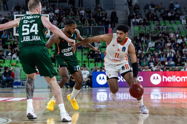 GER, BKT EuroCup, 2025 2026 season, round of 16, Cedevita Olimpija Ljubljana Niners Chemnitz 11 03 2026, Arena Stozice, Ljubljana, GER, BKT EuroCup, 2025 2026 season, round of 16, Cedevita Olimpija Ljubljana Niners Chemnitz Kostja Mushidi Niners Chemnitz, 11 Photo Alexander Trienitz Ljubljana Arena Stozice Slovenia