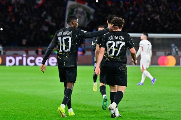 FOOTBALL : PSG vs Chelsea - Ligue des Champions - 11 03 2026 Ousmane DEMBELE of Paris Saint Germain celebrates with Joao Pedro Goncalves Neves of Paris Saint Germain during the UEFA Champions League match between Paris Saint Germain and Chelsea FC at Parc Des Princes on March 11 , 2026 in Paris, France. ( Photo by Federico Pestellini PsnewZ ) ParisFrance  Copyright: xFedericoxPestellinix