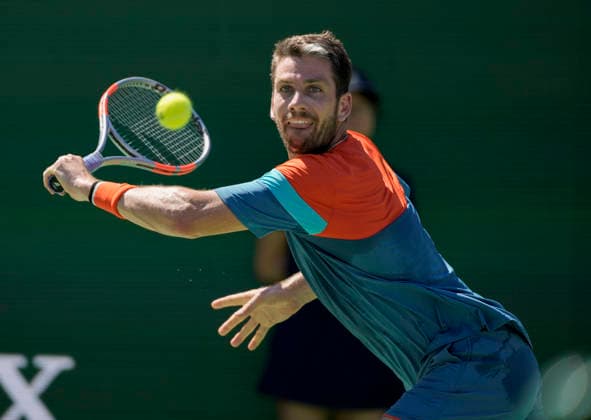 March 11, 2026 Cameron Norrie (GBR) returns a shot against Rinky Hijikata (AUS) during their fourth round match at the BNP Paribas Open held at the Indian Wells Tennis Garden in Indian Wells, California. California. Mandatory Photo Credit : CSM Indian Wells United States of America - ZUMAc04_ 20260311_zma_c04_121 Copyright: xCharlesxBausx