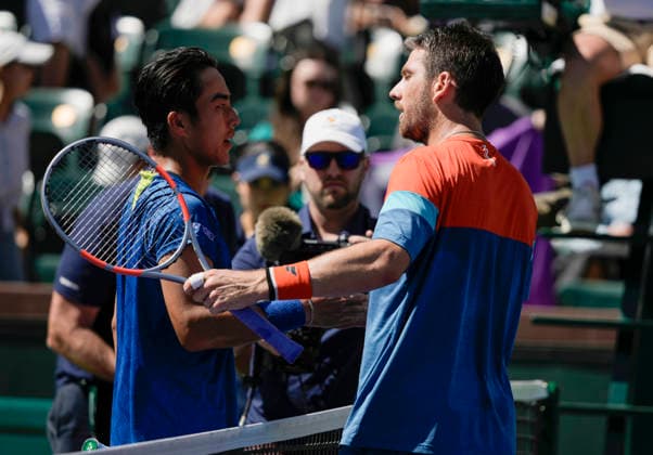 March 11, 2026 Cameron Norrie (GBR) shakes hands after defeating Rinky Hijikata (AUS) during their fourth round match at the BNP Paribas Open held at the Indian Wells Tennis Garden in Indian Wells, California. California. Mandatory Photo Credit : CSM Indian Wells United States of America - ZUMAc04_ 20260311_zma_c04_131 Copyright: xCharlesxBausx