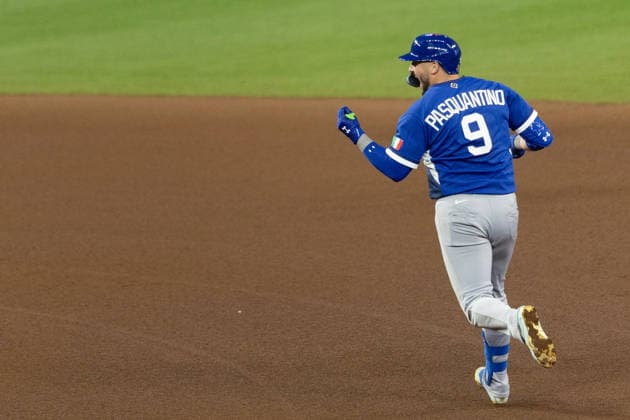 Vinnie Pasquantino of Italy celebrates after hitting a home run in a World Baseball Classic game between Mexico and Italy at Daikin Park stadium in Houston, United States, 11 March 2026. World Baseball Classic - Mexico vs. Italy !ACHTUNG: NUR REDAKTIONELLE NUTZUNG!  Copyright: xCarlosxRamírezx AMDEP2207 20260312-55019667927_1