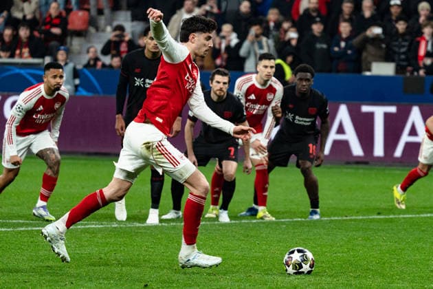 UEFA Champions League 2025 2026 Bayer 04 Leverkusen vs Arsenal, Round of 16 First Round, Wednesday, 11 03 2026 BayArena Nordrhein Westfalen, Germany Kai Havertz Arsenal, 29 Penalties Copyright: xCelinaxLeiersx