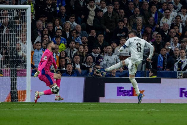 March 11, 2026, Madrid, Spain: Fede Valverde of Real Madrid in action during the UEFA Champions League match between Real Madrid and Manchester City played at the Santiago BernabÃ u Stadium. Final score: Real Madrid 3 - 0 Manchester City Madrid Spain - ZUMAs197 20260311_aaa_s197_383 Copyright: xDavidxCanalesx
