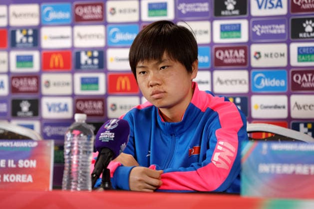 ASIAN CUP WOMEN NORTH KOREA PRESSER, Choe Il-son of North Korea speaks during a North Korea Asian Cup press conferance at HBF Park, in Perth, Thursday, March 12, 2026. ( NO ARCHIVING PERTH WESTERN AUSTRALIA AUSTRALIA  Copyright: xRICHARDxWAINWRIGHTx 20260312123405723465