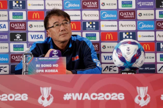 ASIAN CUP WOMEN NORTH KOREA PRESSER, Ri Song-ho, head coach of North Korea speaks during a North Korea Asian Cup press conferance at HBF Park, in Perth, Thursday, March 12, 2026. ( NO ARCHIVING PERTH WESTERN AUSTRALIA AUSTRALIA  Copyright: xRICHARDxWAINWRIGHTx 20260312134140576042