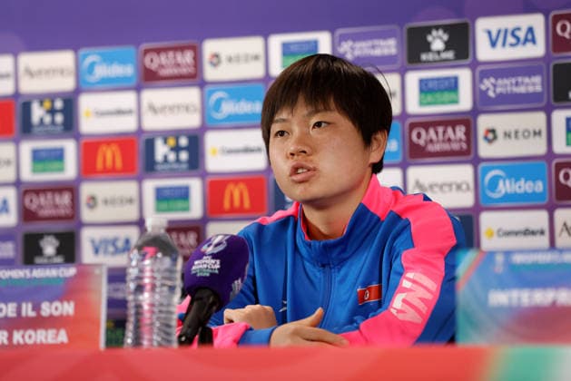 ASIAN CUP WOMEN NORTH KOREA PRESSER, Choe Il-son of North Korea speaks during a North Korea Asian Cup press conferance at HBF Park, in Perth, Thursday, March 12, 2026. ( NO ARCHIVING PERTH WESTERN AUSTRALIA AUSTRALIA  Copyright: xRICHARDxWAINWRIGHTx 20260312139294825367