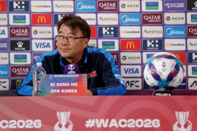 ASIAN CUP WOMEN NORTH KOREA PRESSER, Ri Song-ho, head coach of North Korea speaks during a North Korea Asian Cup press conferance at HBF Park, in Perth, Thursday, March 12, 2026. ( NO ARCHIVING PERTH WESTERN AUSTRALIA AUSTRALIA  Copyright: xRICHARDxWAINWRIGHTx 20260312148040209790