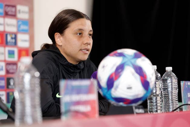ASIAN CUP WOMEN AUSTRALIA PRESSER, Sam Kerr of Australia is seen during a Matildas Asian Cup press conference, PK, Pressekonferenz at HBF Park, in Perth, Thursday, March 12, 2026. ( NO ARCHIVING PERTH WESTERN AUSTRALIA AUSTRALIA  Copyright: xRICHARDxWAINWRIGHTx 20260312170136701848