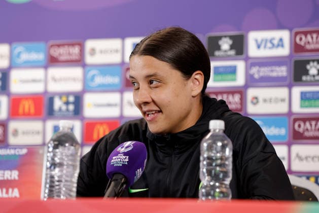ASIAN CUP WOMEN AUSTRALIA PRESSER, Sam Kerr of Australia is seen during a Matildas Asian Cup press conference, PK, Pressekonferenz at HBF Park, in Perth, Thursday, March 12, 2026. ( NO ARCHIVING PERTH WESTERN AUSTRALIA AUSTRALIA  Copyright: xRICHARDxWAINWRIGHTx 20260312113968495175