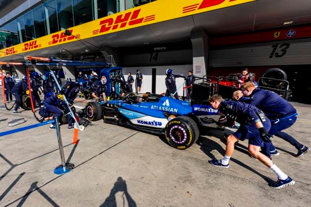 SHANGHAI Mechanics make a pit stop with the car of Formula 1 driver Carlos Sainz of Atlassian Williams F1 Team during the Formula 1 China Shanghai media day at the Shanghai International Circuit on March 12, 2025 in Shanghai, China Photo by DeFodi Images