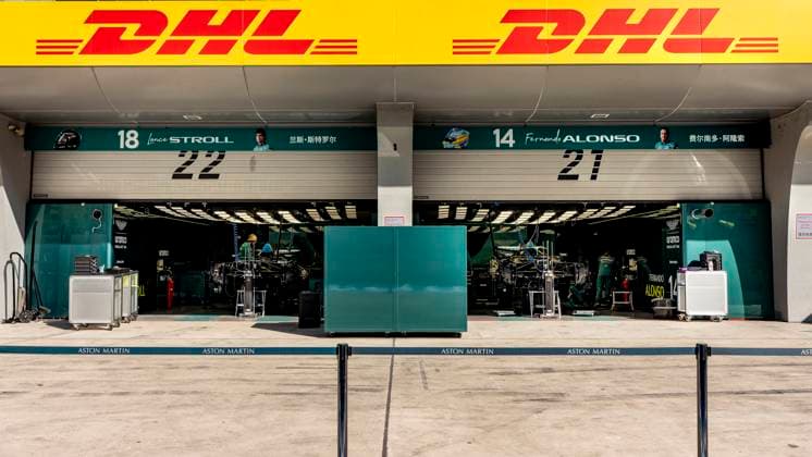 SHANGHAI The pit box of Formula 1 driver Fernando Alonso of Aston Martin Aramco Formula 1 Team and Formula 1 driver Lance Stroll of Aston Martin Aramco Formula 1 Team during the Formula 1 China Shanghai media day at Shanghai International Circuit on March 12, 2025 in Shanghai, China Photo by DeFodi Images