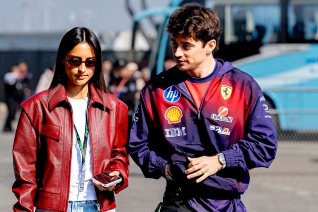 SHANGHAI ï¿½ Formula 1 driver Charles Leclerc of Scuderia Ferrari HP and his wife Alexandra Saint Mleux during the Formula 1 China Shanghai media day at the Shanghai International Circuit on March 12, 2025 in Shanghai, China Photo by DeFodi Images