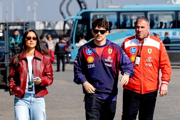 SHANGHAI ï¿½ Formula 1 driver Charles Leclerc of Scuderia Ferrari HP and his wife Alexandra Saint Mleux during the Formula 1 China Shanghai media day at the Shanghai International Circuit on March 12, 2025 in Shanghai, China Photo by DeFodi Images