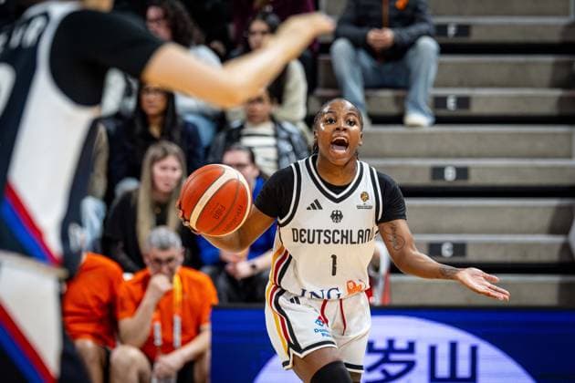 Basketball Villeurbanne 11 03 2026 Wommen™s Basketball World Cup 2026 Qualifying Tournament Germany GER South Korea KOR Alexis Peterson Germany, No 01