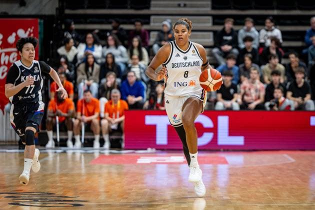 Basketball Villeurbanne 11 03 2026 Wommen™s Basketball World Cup 2026 Qualifying Tournament Germany GER South Korea KOR Nyara Sabally Germany, No 08