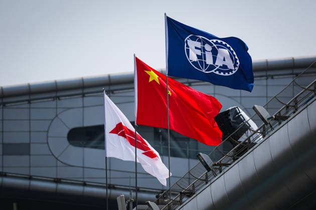 F1 - CHINESE GRAND PRIX 2026 FIA and Chinese flag, drapeau, flags during the Formula 1 Heineken Chinese Grand Prix 2026, 2nd round of the 2026 Formula One World Championship, WM, Weltmeisterschaft from March 13 to 15, 2026 on the Shanghai International Circuit, in Shanghai, China - ShanghaiChina  Copyright: xANTONINxVINCENTx