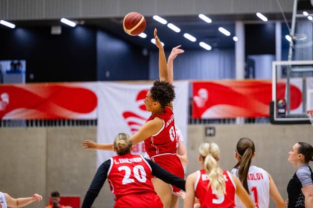 Denmark v North Macedonia, FIBA Women™s EuroBasket qualifiers, Gentofte, Denmark Gentofte, Denmark. 11th, March 2026. Julianna Okosun (0) of Denmark seen during the FIBA Women™s Eurobasket qualifier match between Denmark and North Macedonia at Gentofte Hallen in Gentofte. Denmark, Gentofte  Copyright: xGonzalesxPhoto TobiasxJorgensenx