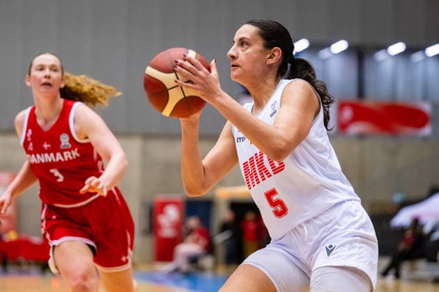 Denmark v North Macedonia, FIBA Women™s EuroBasket qualifiers, Gentofte, Denmark Gentofte, Denmark. 11th, March 2026. Aleksandra Stojanovska (5) of North Macedonia seen during the FIBA Women™s Eurobasket qualifier match between Denmark and North Macedonia at Gentofte Hallen in Gentofte. Denmark, Gentofte  Copyright: xGonzalesxPhoto TobiasxJorgensenx