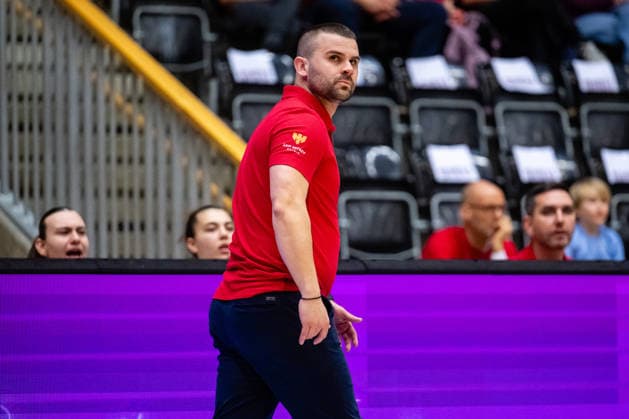 Denmark v North Macedonia, FIBA Women™s EuroBasket qualifiers, Gentofte, Denmark Gentofte, Denmark. 11th, March 2026. Head coach Aleksandar Ashadanov of North Macedonia seen during the FIBA Women™s Eurobasket qualifier match between Denmark and North Macedonia at Gentofte Hallen in Gentofte. Denmark, Gentofte  Copyright: xGonzalesxPhoto TobiasxJorgensenx