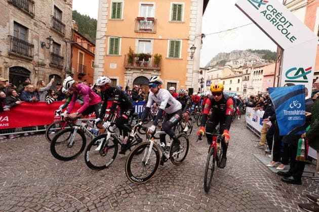 start the race during the 213-kilometer Stage 4 of the Tirreno-Adriatico cycling race from Tagliacozzo to Martinsicuro - Italy,- Thursday, March 12, 2026. - cycling .  Copyright: xMassimoxPaolone LaPressex