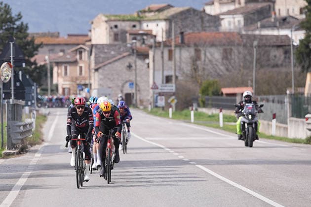 The pack riders during the 213-kilometer Stage 4 of the Tirreno-Adriatico cycling race from Tagliacozzo to Martinsicuro - Italy,- Thursday, March 12, 2026. - cycling .  Copyright: xMarcoxAlpozzi LaPressex