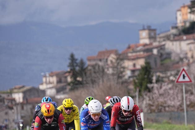 The pack riders during the 213-kilometer Stage 4 of the Tirreno-Adriatico cycling race from Tagliacozzo to Martinsicuro - Italy,- Thursday, March 12, 2026. - cycling .  Copyright: xMarcoxAlpozzi LaPressex