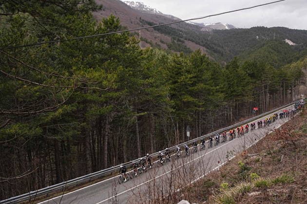The race during the 213-kilometer Stage 4 of the Tirreno-Adriatico cycling race from Tagliacozzo to Martinsicuro - Italy,- Thursday, March 12, 2026. - cycling .  Copyright: xMarcoxAlpozzi LaPressex