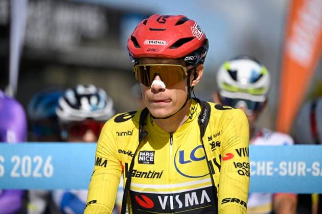Paris Nice 2026 Stage 5 COLOMBIER-LE-VIEUX, FRANCE - MARCH 12 : Vingegaard Jonas (DEN) of Team Visma I Lease a Bike during stage 5 of the 84th edition of Paris - Nice an UCI World Tour 2.UWT cycling road race stage for Men Elite of 205.4 km with start in Cormoranche-sur-Saone and finish in Colombier-le-Vieux on March 12, 2026 in Colombier-le-Vieux, France, 12 03 2026 ( Motordriver Guy De Vuyst - Colombier-le-Vieux France  Copyright: xNicoxVereeckenx