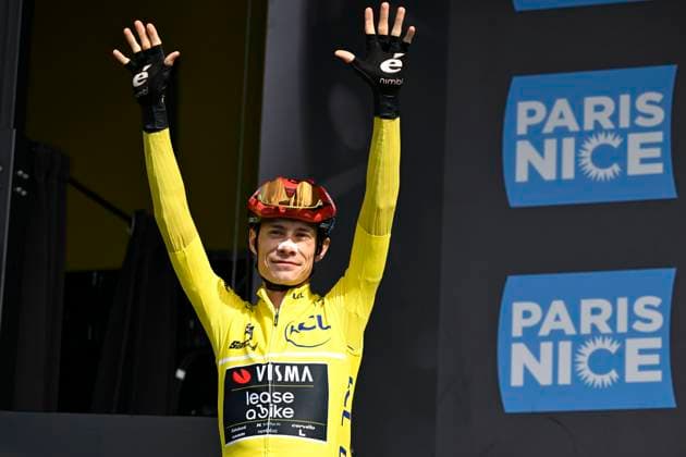 Paris Nice 2026 Stage 5 COLOMBIER-LE-VIEUX, FRANCE - MARCH 12 : Vingegaard Jonas (DEN) of Team Visma I Lease a Bike during stage 5 of the 84th edition of Paris - Nice an UCI World Tour 2.UWT cycling road race stage for Men Elite of 205.4 km with start in Cormoranche-sur-Saone and finish in Colombier-le-Vieux on March 12, 2026 in Colombier-le-Vieux, France, 12 03 2026 ( Motordriver Guy De Vuyst - Colombier-le-Vieux France  Copyright: xNicoxVereeckenx