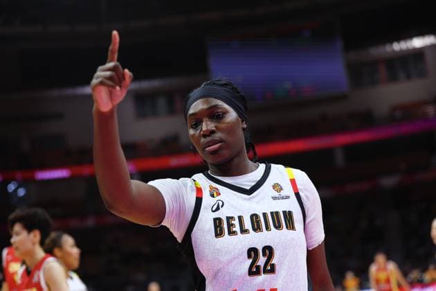 Belgium s Bethy Mununga gestures during a basket game between China and Belgium s national team, Nationalteam Belgian Cats, in Wuhan, China, on Thursday 12 March 2026, the second game (out of 5) of the qualifications phase for the World Cup Basket tournament. NIKOLAxKRSTIC  x167247585x