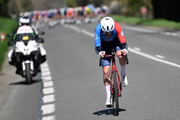 Paris Nice 2026 Stage 5 COLOMBIER-LE-VIEUX, FRANCE - MARCH 12 : Pacher Quentin (FRA) of Groupama - FDJ United during stage 5 of the 84th edition of Paris - Nice an UCI World Tour 2.UWT cycling road race stage for Men Elite of 205.4 km with start in Cormoranche-sur-Saone and finish in Colombier-le-Vieux on March 12, 2026 in Colombier-le-Vieux, France, 12 03 2026 ( Motordriver Guy De Vuyst - Colombier-le-Vieux France  Copyright: xNicoxVereeckenx