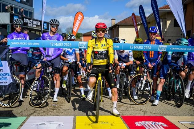 Danish Jonas Vingegaard of Team Visma-Lease a Bike pictured before the start of the fifth stage of 84th edition of the Paris-Nice cycling race, a race from Cormoranche-sur-Saone to Colombier-le-Vieux (205,4km), on Thursday 12 March 2026. DAVIDxPINTENS  x167248989x