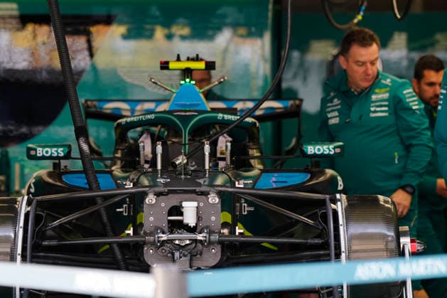 F1 China Previews in Shanghai, China - 12 Mar 2026 Aston Martin mechanic works inside garage ahead of the Chinese Formula One Grand Prix race at the Shanghai International Circuit. Shanghai China Copyright: xPolyxFeix xSOPAxImagesx 20260312_F18947_035